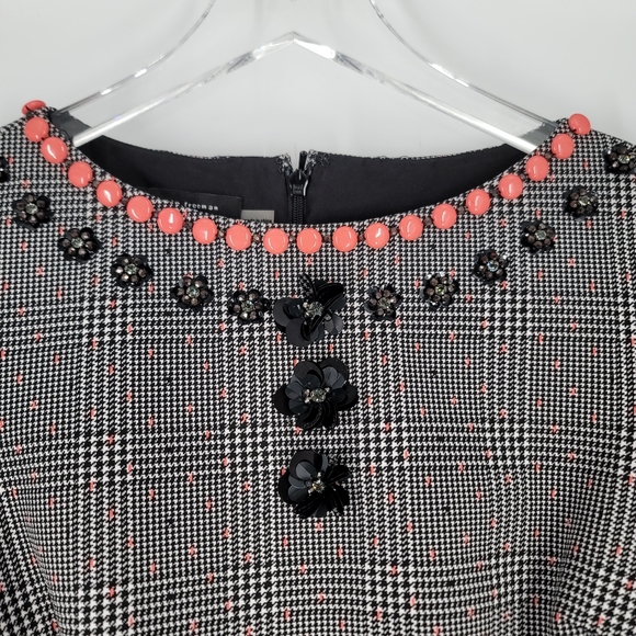 Rickie Freeman Teri Jon Houndstooth Embellished Modest Dress Size 4 - Picture 2 of 10